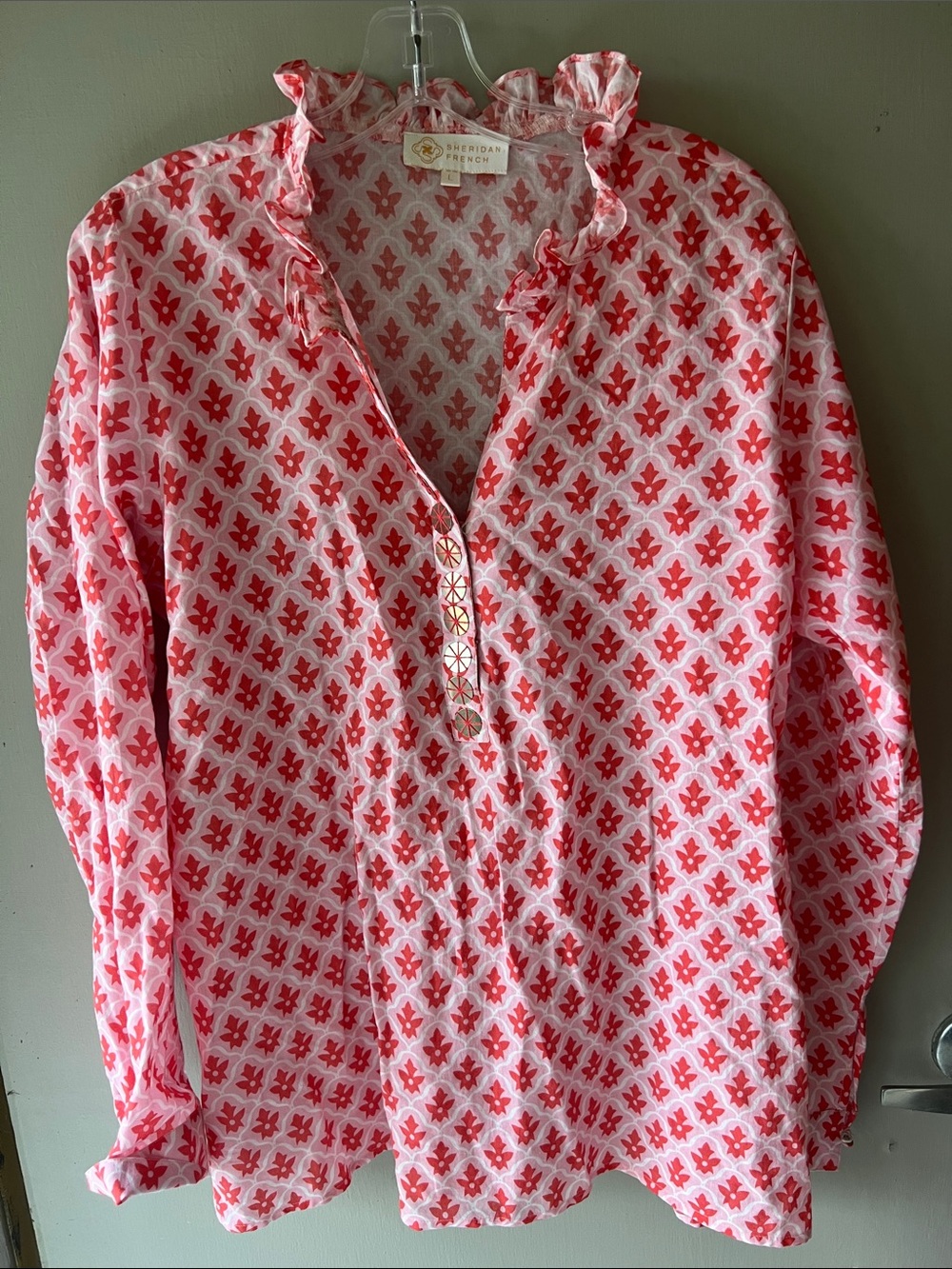 Sheridan French Pink & Red Floral Popover Tunic